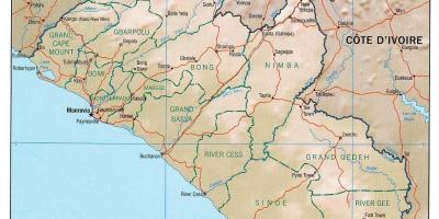 Քարտեզ աշխարհագրական քարտեզ Լիբերիայի