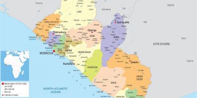 Քարտեզը նկարել քաղաքական քարտեզը Լիբերիայի