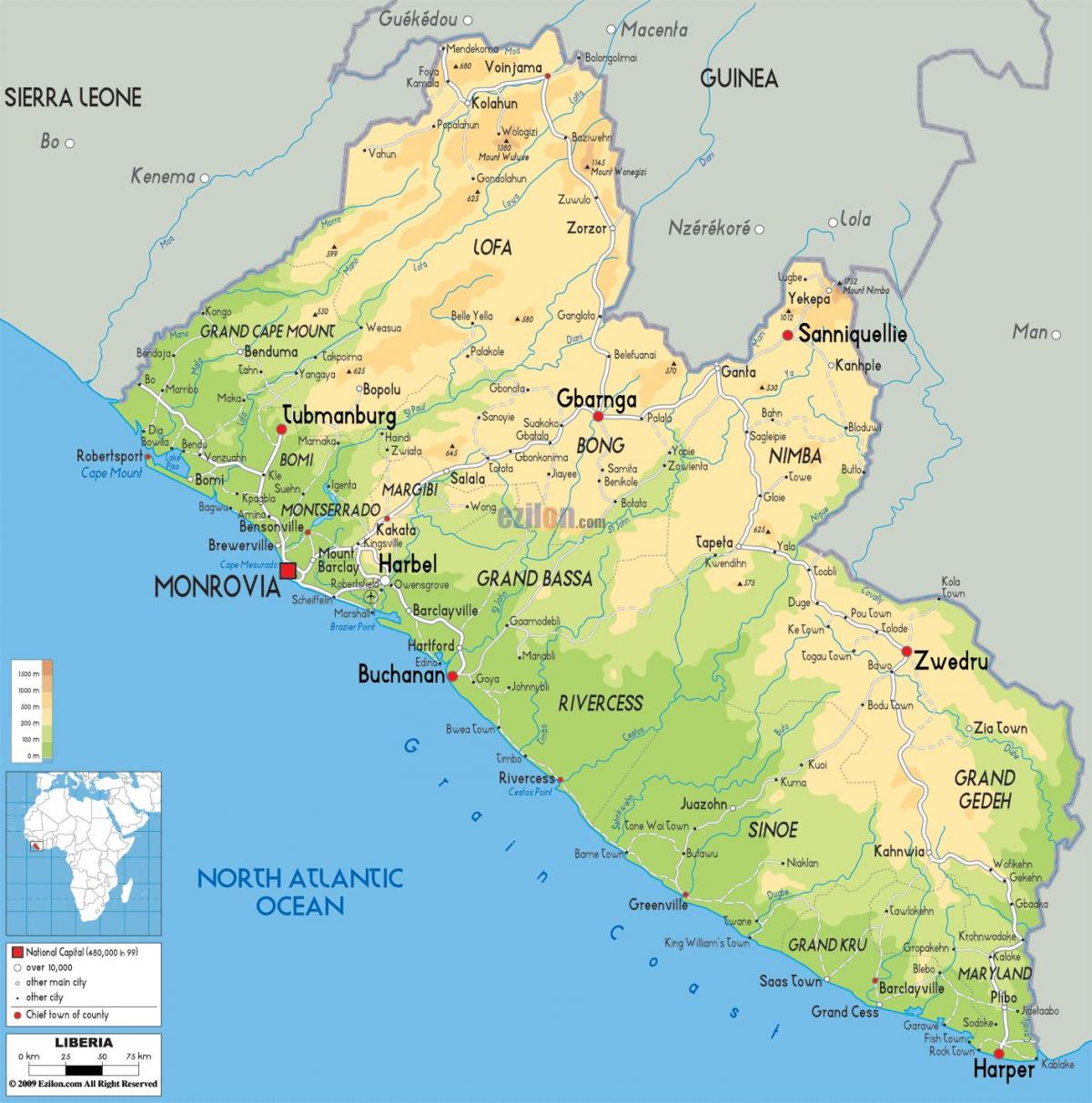 նկարել քարտեզի վրա Լիբերիայի